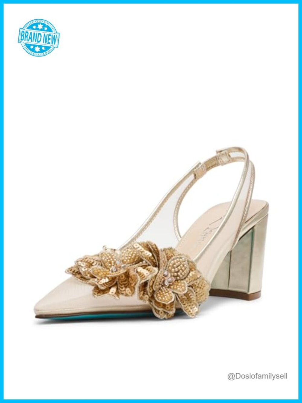 Pointed Toe Mesh Slingback Block Heel Pump Formal Evening Shoe